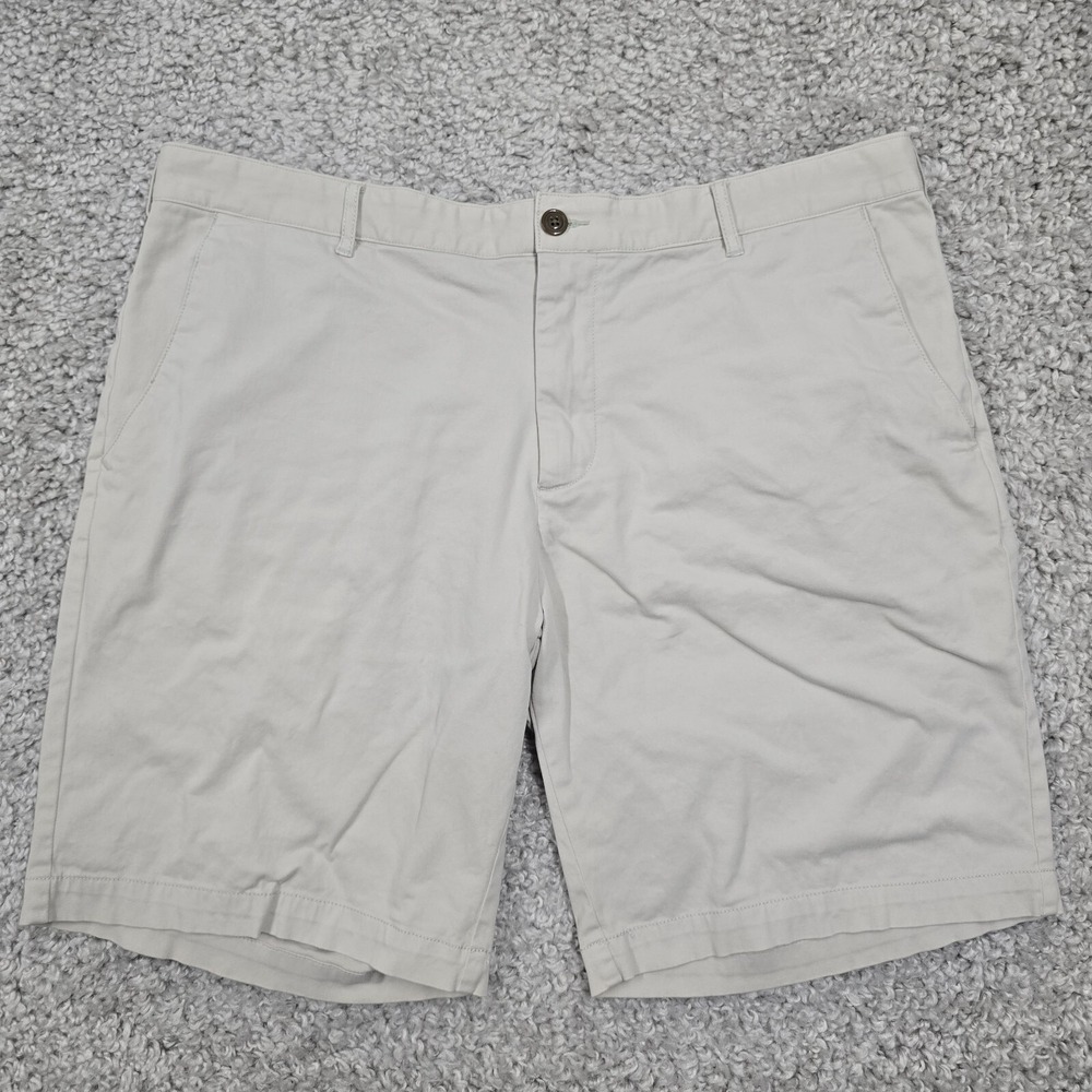 Faherty Brand Chino Shorts Mens 38 Beige Khaki Stretch Cotton Flat Front Classic